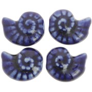 20x16mm Ceramic shell beads - Dark blue x1