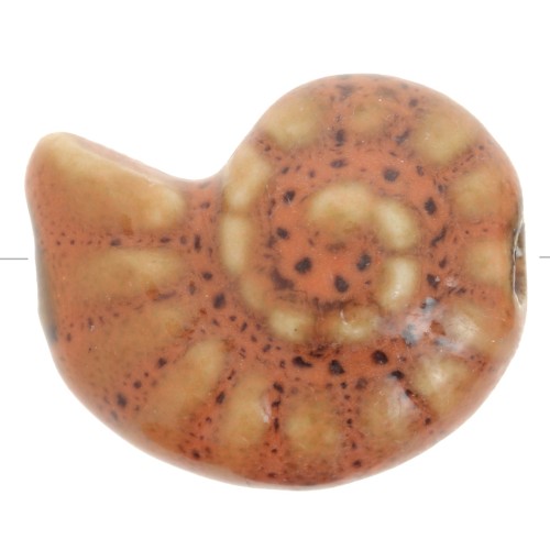 20x16mm Ceramic shell beads - Terracotta - Black speckled x1