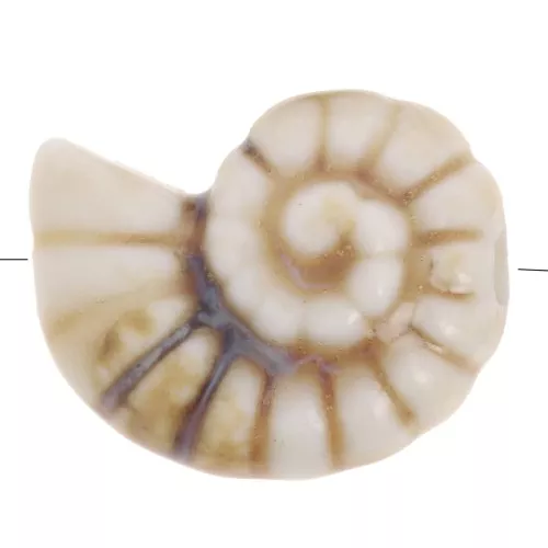 20x16mm Ceramic shell beads - Light brown x1