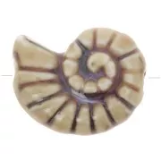 Beige - 20x16mm Ceramic shell beads - Beige - Marbled brown x1 20x16mm Ceramic shell beads - Beige - Marbled brown x1