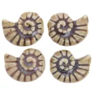 20x16mm Ceramic shell beads - Beige - Marbled brown x1