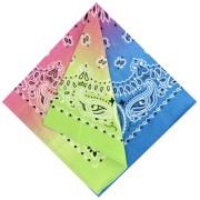 100% cotton Bandan - Cashmere pattern - Tie and Dye - Light green - Pink - Blue x1