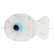 20x13mm Glass fish bead - Transparent - White x1|raw }}
