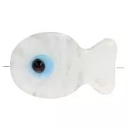 White - 20x13mm Glass fish bead - Transparent - White x1 20x13mm Glass fish bead - Transparent - White x1