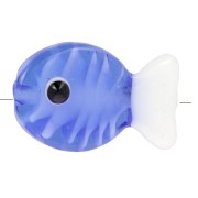 20x13mm Glass fish bead - Royal Blue - White x1