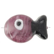 20x13mm Glass fish bead - Plum - Black x1|raw }}