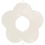 14mm translucent resin flower beads - Marbled Beige - White x4