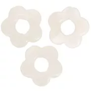 14mm translucent resin flower beads - Marbled Beige - White x4