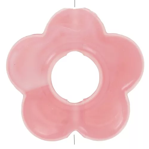 14mm translucent resin flower beads - Marbled Pink Coral x4