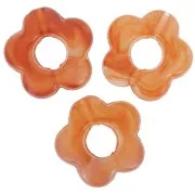 14mm clear resin flower beads - Dark Orange Marble x4