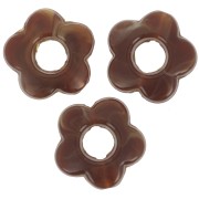 14mm Opaque resin flower beads - Marbled Dark Brown x4