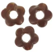 14mm Opaque resin flower beads - Marbled Dark Brown x4