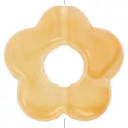 Perles fleur en résine transparente 14 mm - Marbré Jaune clair - Orange x4