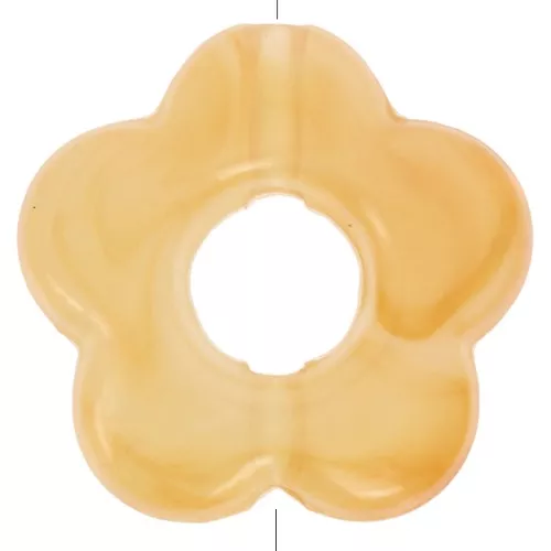 14mm clear resin flower beads - Marbled Light Yellow - Orange x4