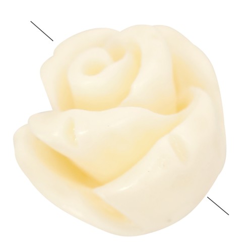 8mm Half-pierced synthetic flower beads - Ecru x4