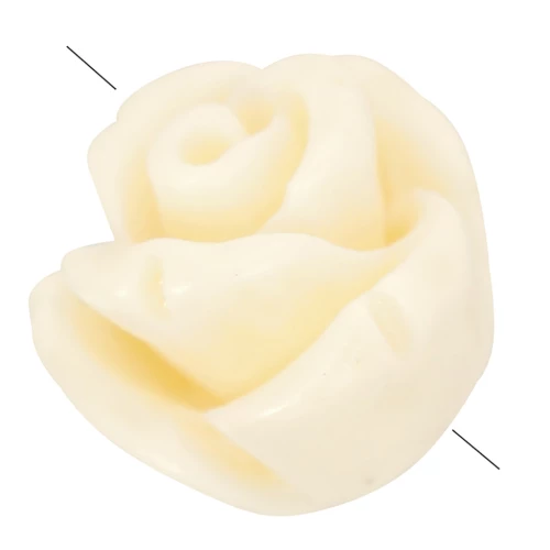 8mm Half-pierced synthetic flower beads - Ecru x4