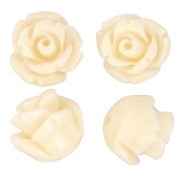 8mm Half-pierced synthetic flower beads - Ecru x4