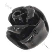 8mm Half-pierced synthetic flower beads - Black x4|raw }}