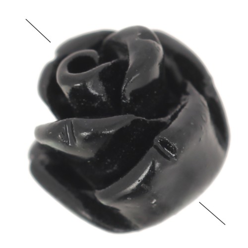 8mm Half-pierced synthetic flower beads - Black x4