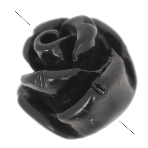 8mm Half-pierced synthetic flower beads - Black x4