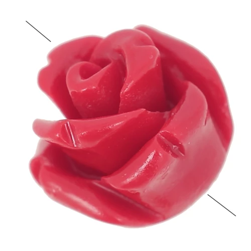 8mm Half-pierced synthetic flower beads - Red x4