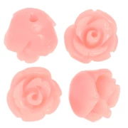8mm Half-pierced synthetic flower beads - Salmon x4