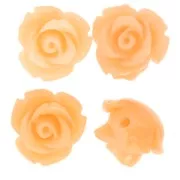 10 mm synthetic flower beads - Peach Marble x4