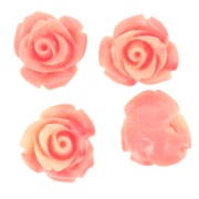 10 mm synthetic flower beads - Salmon pink marbled - Cream x4
