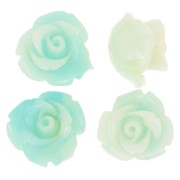 10 mm synthetic flower beads - Marbled Turquoise x4