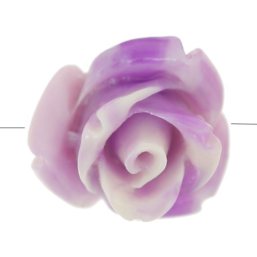 10 mm synthetic flower beads - Marbled Lilac - Cream x4