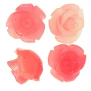 10 mm synthetic flower beads - Marbled Red - Nude x4