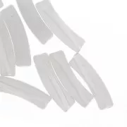 19x5 mm curved tube beads in translucent acrylic - Light grey marbled x10