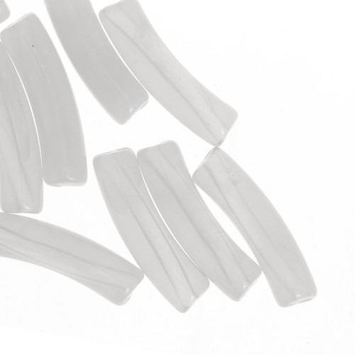 19x5mm Translucent acrylic tube beads - Light grey marbled x10