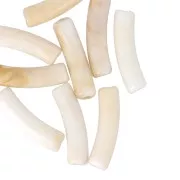 Curved tube beads 19x5 mm in opaque acrylic - Marbled Beige - Brown x10