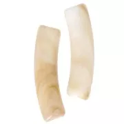 Curved tube beads 19x5 mm in opaque acrylic - Marbled Beige - Brown x10