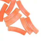 19x5 mm curved tube beads in translucent acrylic - Orange marbled x10