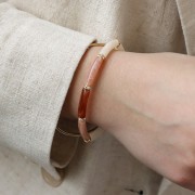 19x5mm Translucent acrylic tube beads - Orange marbled x10