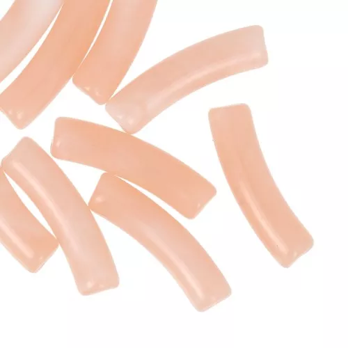 Curved tube beads 19x5 mm in translucent acrylic - Marbled salmon x10