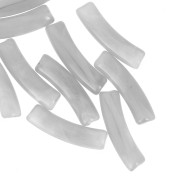 Curved tube beads 19x5 mm in translucent acrylic - Marbled grey x10