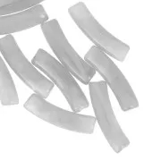 Curved tube beads 19x5 mm in translucent acrylic - Marbled grey x10