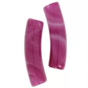 Curved tube beads 19x5 mm in opaque acrylic - Marbled plum x10