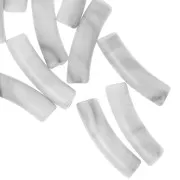 Curved tube beads 19x5 mm in opaque acrylic - Marbled White - Grey x10