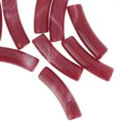 19x5 mm curved tube beads in opaque acrylic - Marbled Red x10