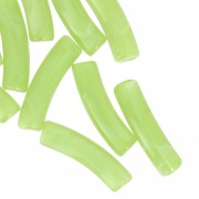 19x5 mm curved tube beads in translucent acrylic - Light green marbled x10