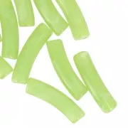 19x5 mm curved tube beads in translucent acrylic - Light green marbled x10