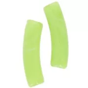 19x5 mm curved tube beads in translucent acrylic - Light green marbled x10
