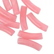 19x5 mm curved tube beads in translucent acrylic - Pink coral marbled x10