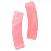 19x5 mm curved tube beads in translucent acrylic - Pink coral marbled x10