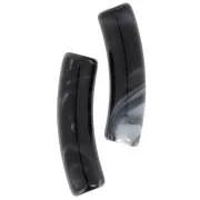 Curved tube beads 19x5 mm in opaque acrylic - Black marbled x10