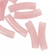 19x5 mm curved tube beads in translucent acrylic - Light pink marbled x10